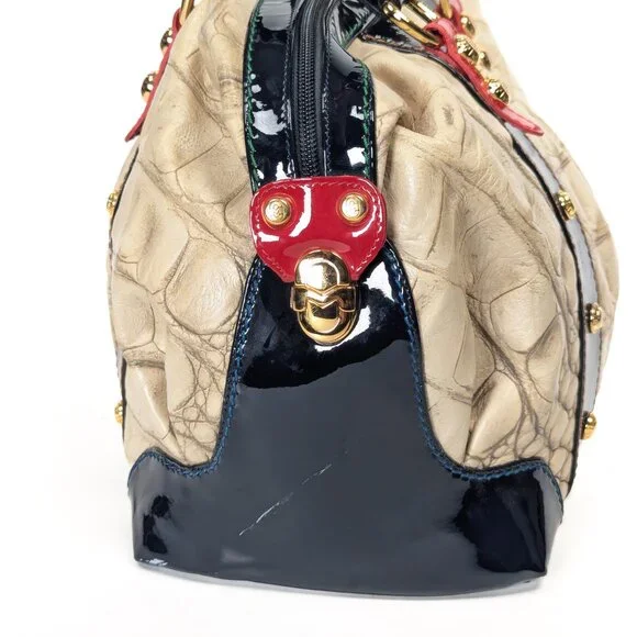 MARINO ORLANDI Cream Croc Embossed Leather Large Bag - Picture 6 of 16